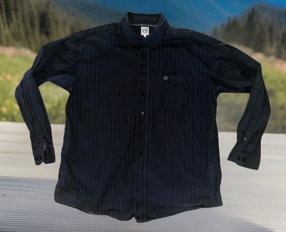 Cinch Western Shirt Men's Size XXL *Black StRiPeD DoTs*
